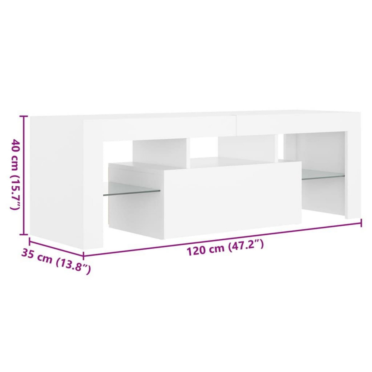 VIDAXL Meuble TV avec lumieres LED Blanc 120x35x40 cm