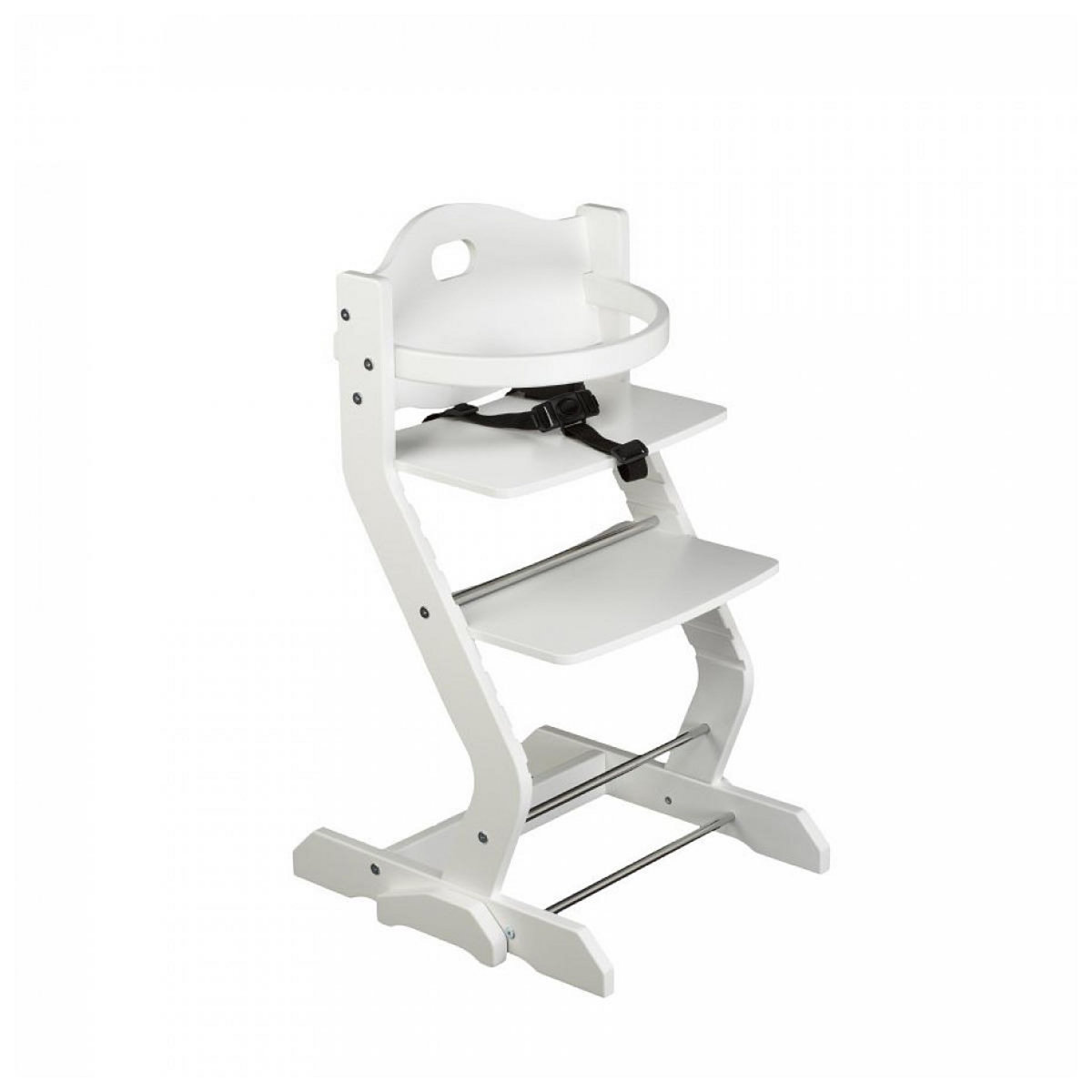 TISSI Chaise haute pour enfant en hêtre massif blanc