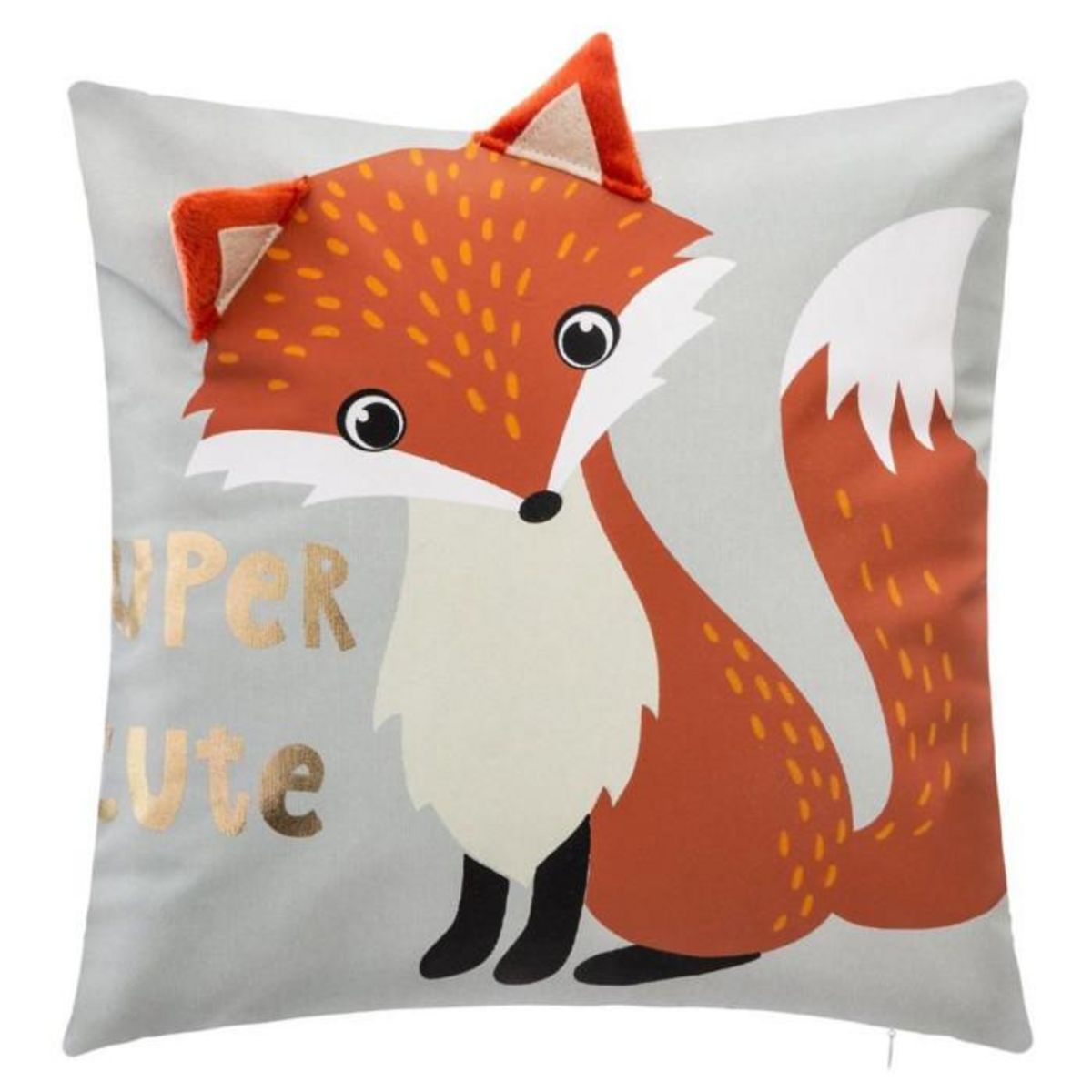 Paris Prix Coussin Déhoussable Enfant  Renard  40x40cm Gris