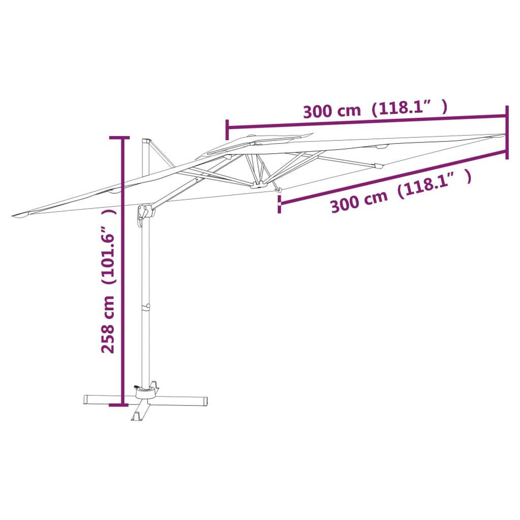 Voir la diapositive 6 : VIDAXL Parasol cantilever a double toit Vert 300x300 cm