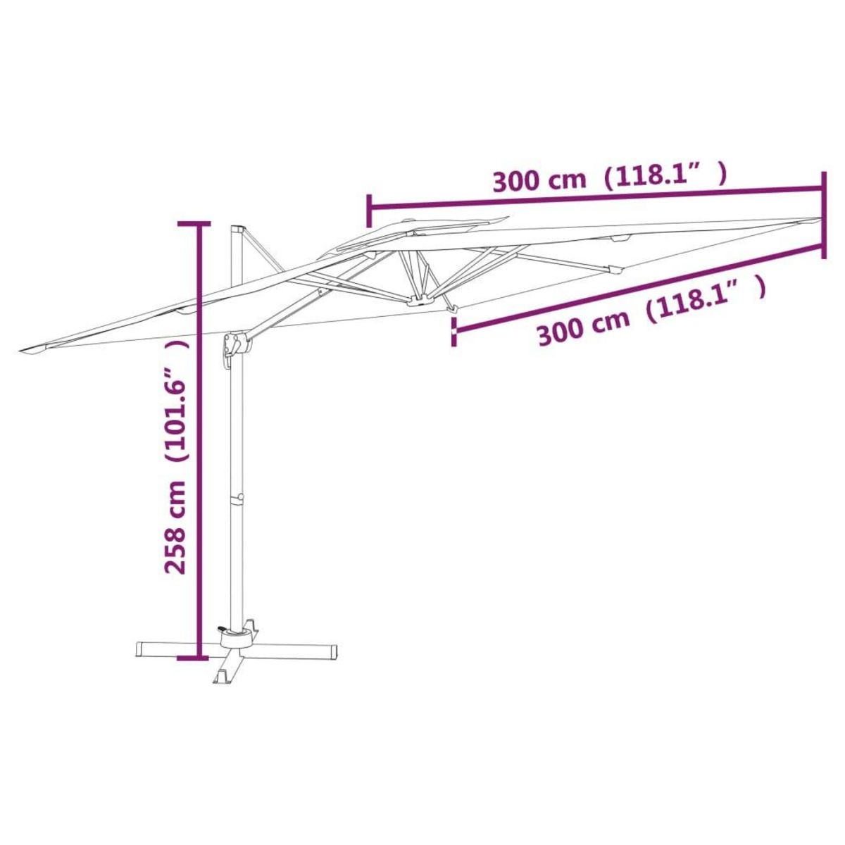 VIDAXL Parasol cantilever a double toit Vert 300x300 cm