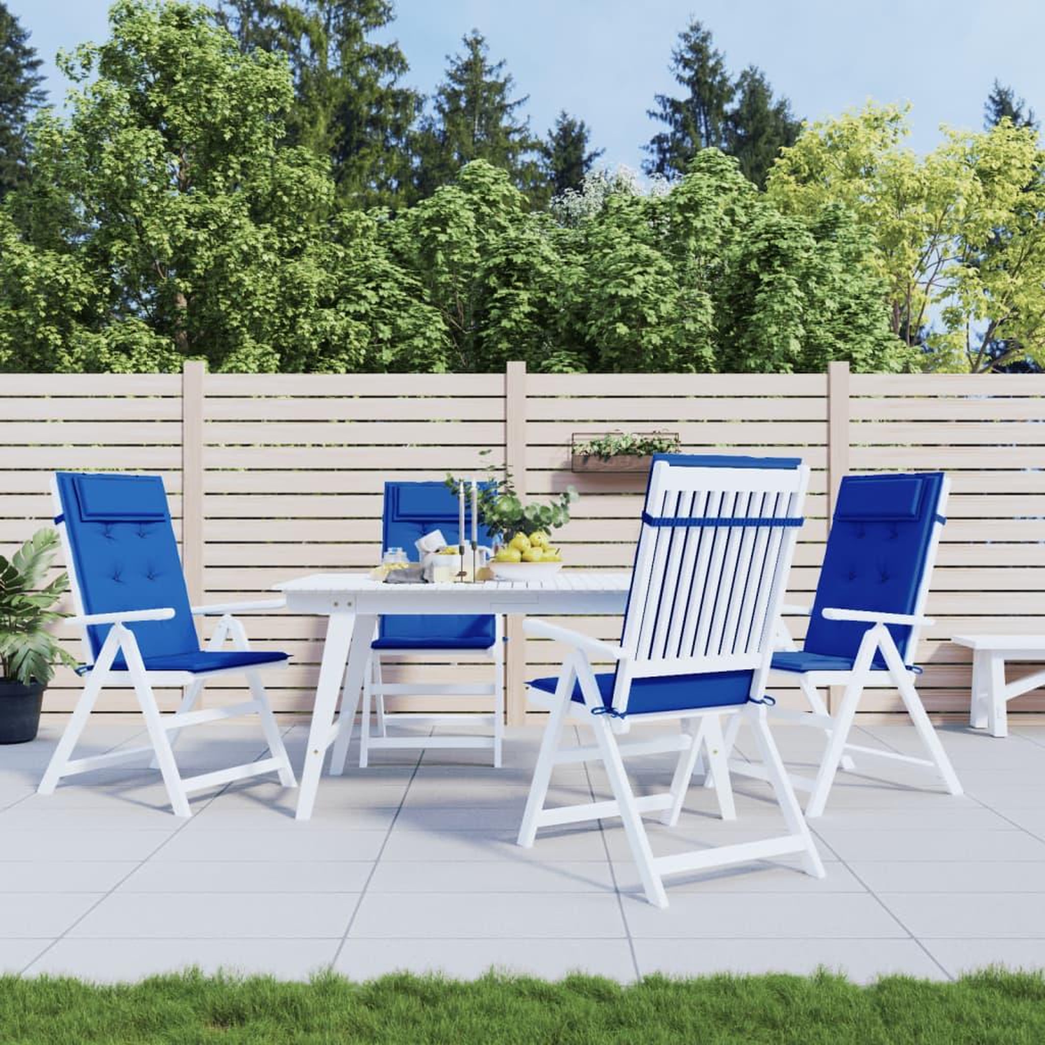 VIDAXL Coussins de chaise a dossier haut lot de 4 bleu royal