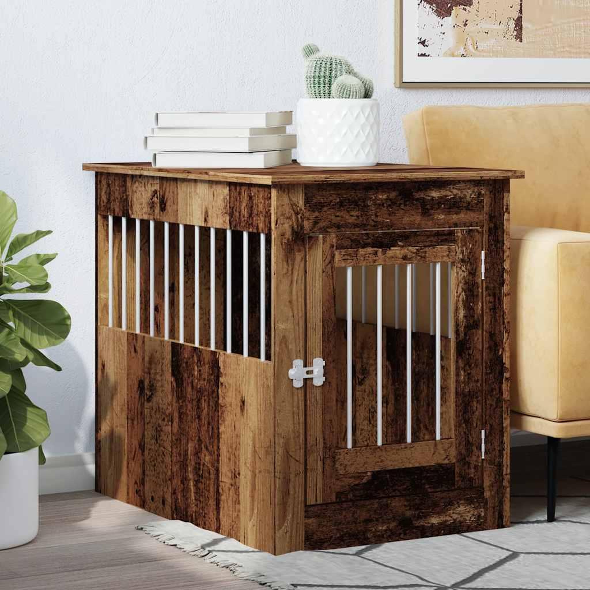 Voir la diapositive 3 : VIDAXL Meuble de cage chiens vieux bois 55x80x68 cm bois d'ingenierie