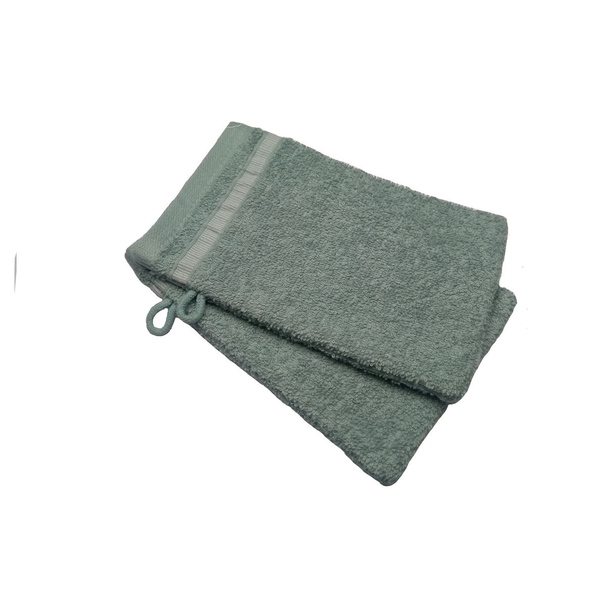 ACTUEL Lot de 2 gants de toilette uni en polycoton recyclé 450gsm