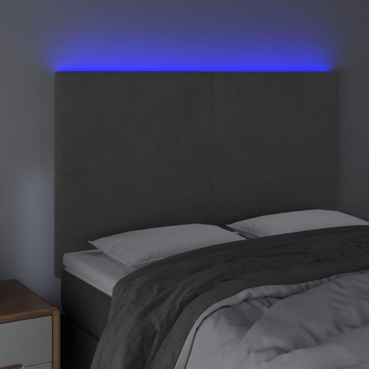 VIDAXL Tete de lit a LED Gris fonce 144x5x118/128 cm Velours