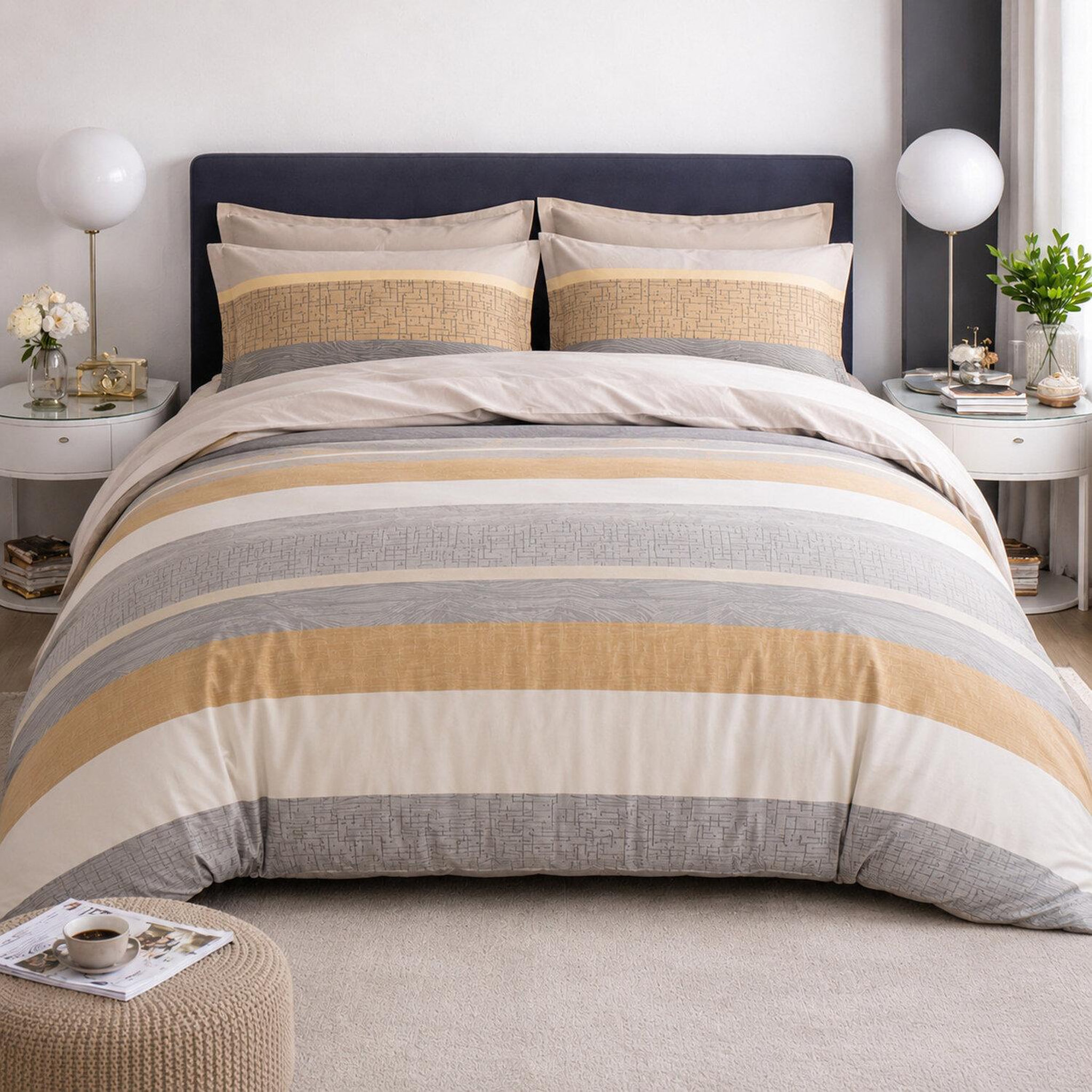 Home collection Parure housse de couette 3 pcs 240x220 cm en percale de coton 80 fils orly