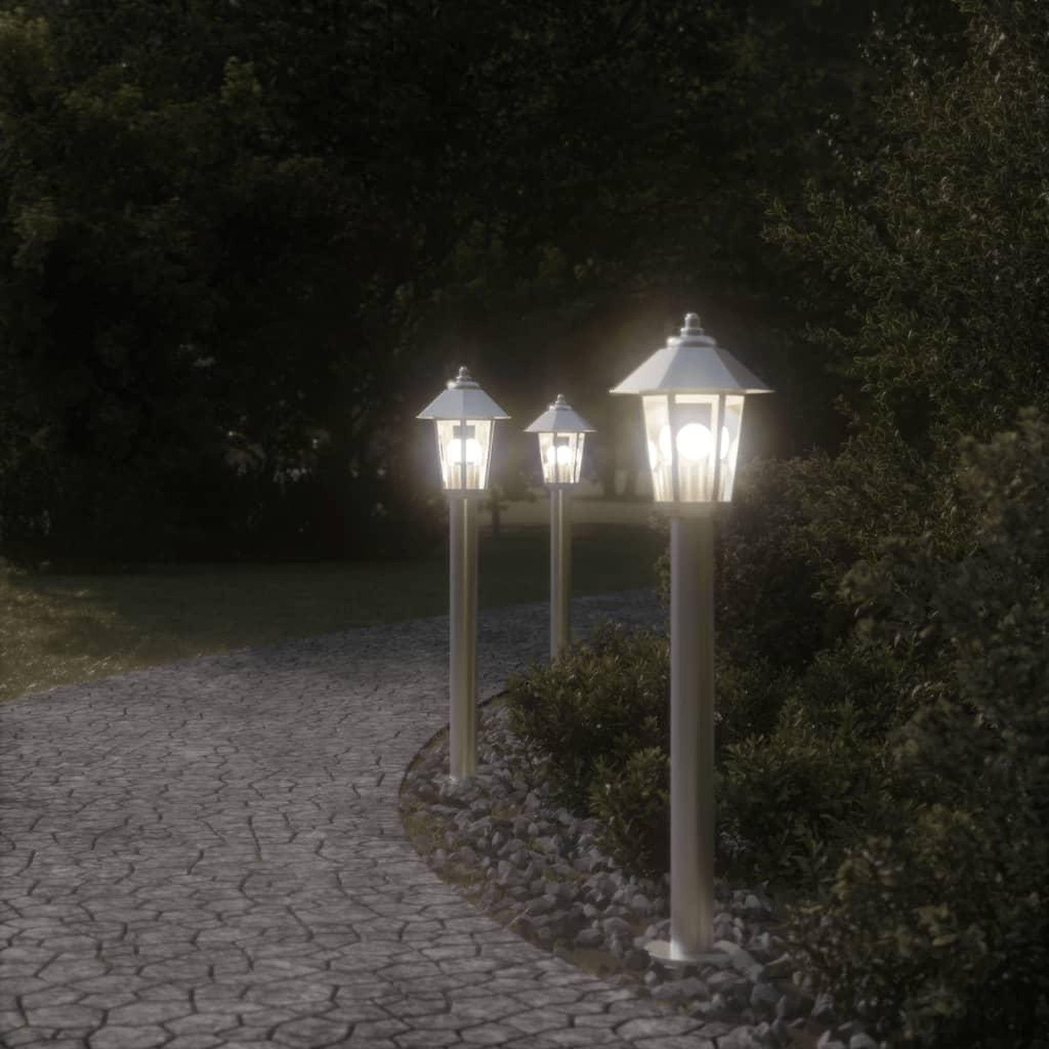 Voir la diapositive 3 : VIDAXL Lampadaire d'exterieur argente 80 cm acier inoxydable