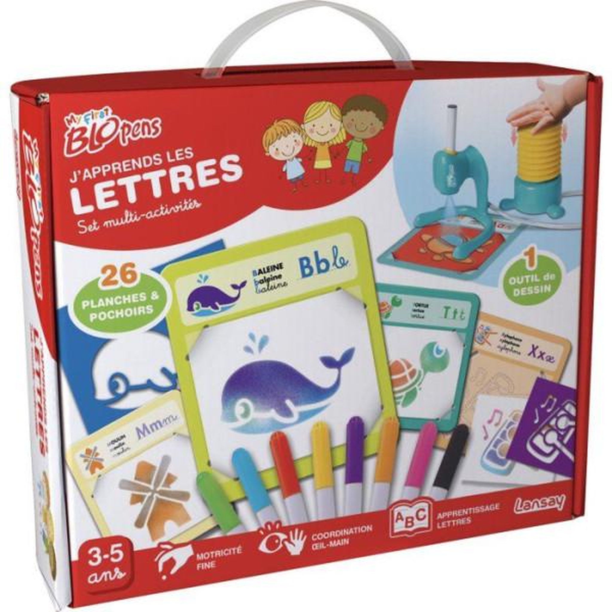 LANSAY Loisir créatif - LANSAY - MY FIRST BLOPENS - jeu de coloriage - SET MULTI ACTIVITÉS - J'APPRENDS LES LETTRES - Des 3 ans