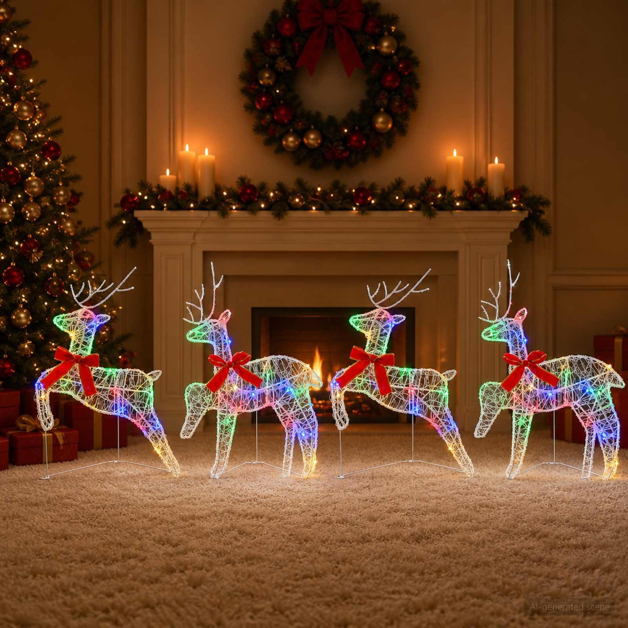 Voir la diapositive 2 : VIDAXL Renne de Noël 4 pc 80 LED Multicolore
