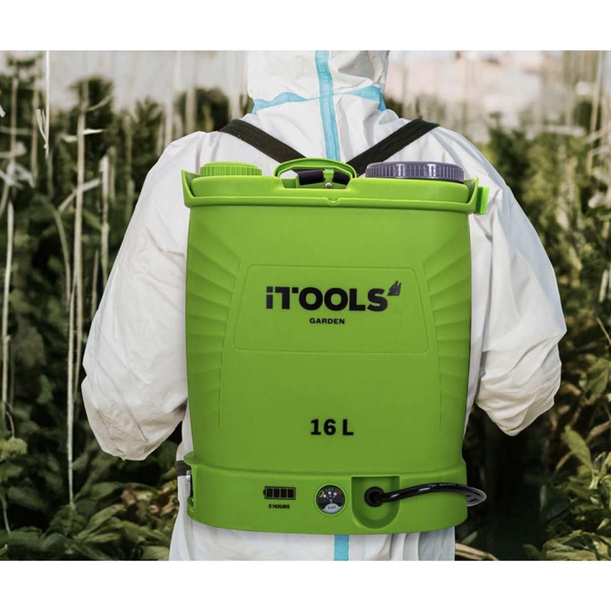 iTools Pulv&#xE9;risateur electrique &#xE0; batterie 16L 12V 8Ah Pression 6 bar Itools Lance Inox + Accessoires