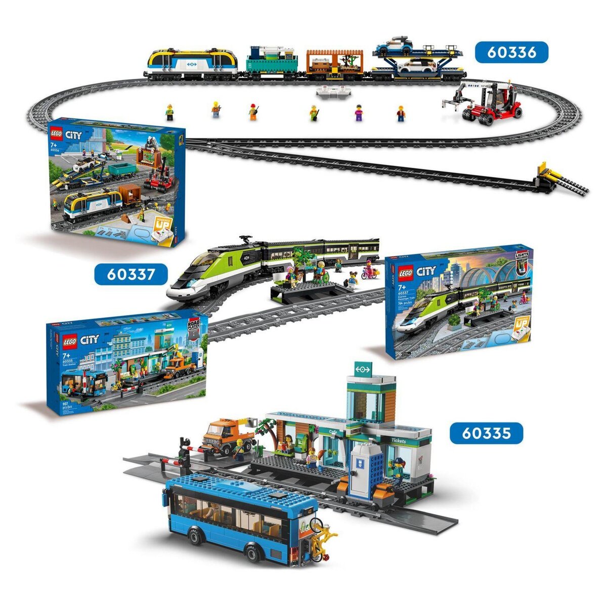 LEGO City 60337 Le Train de Voyageurs Express, Jouet Télécommandé avec Phares Fonctionnels