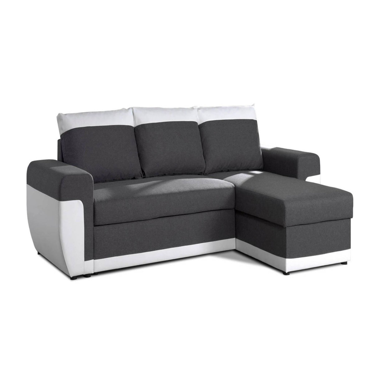 BEST MOBILIER Milan - canapé d'angle réversible - 4 places - convertible avec coffre - en simili et tissu