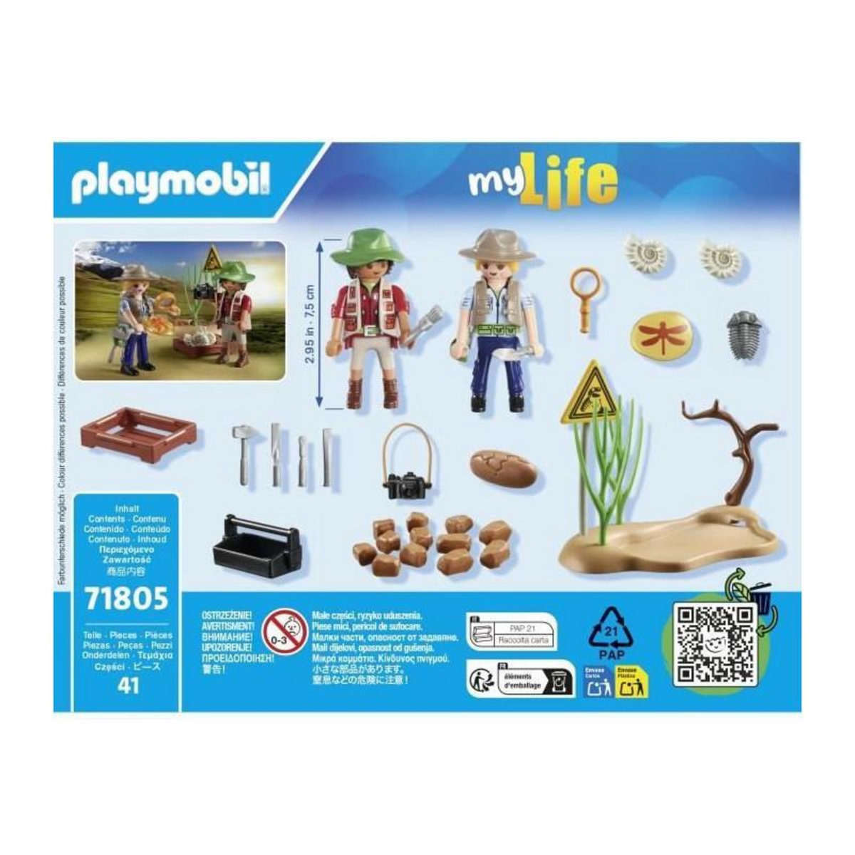 PLAYMOBIL 71805 - My life Chercheurs et site paléontologique avec fossiles