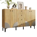 MERAX Buffet 4 porte(s) 4 tiroir(s) - 160 cm naturel panneau de particules
