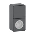 Schneider Electric Interrupteur va-et-vient avec prise terre étanche gris anthracite