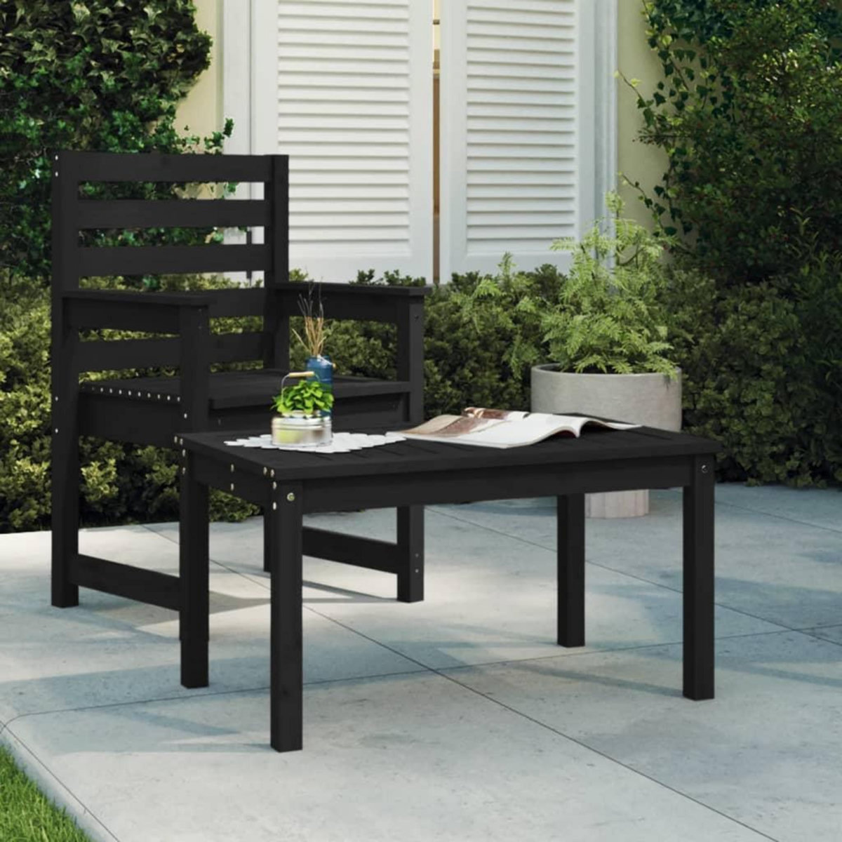 VIDAXL Table de jardin noir 82,5x50,5x45 cm bois massif de pin