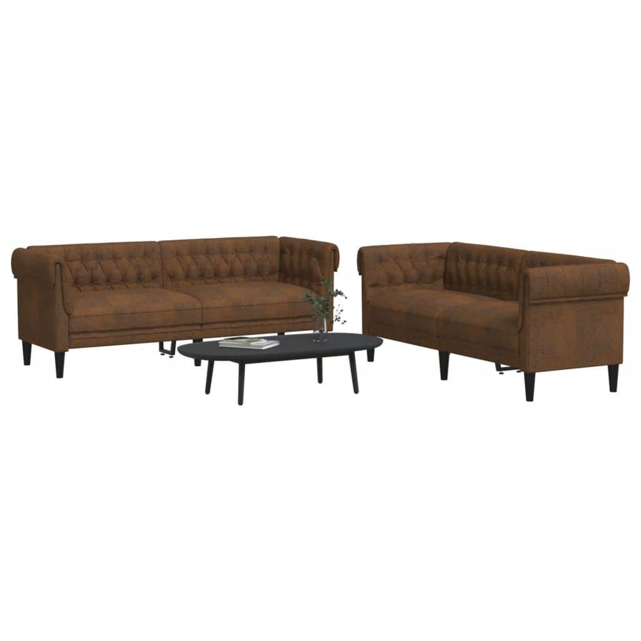 VIDAXL Ensemble de canapes 2 pcs marron tissu