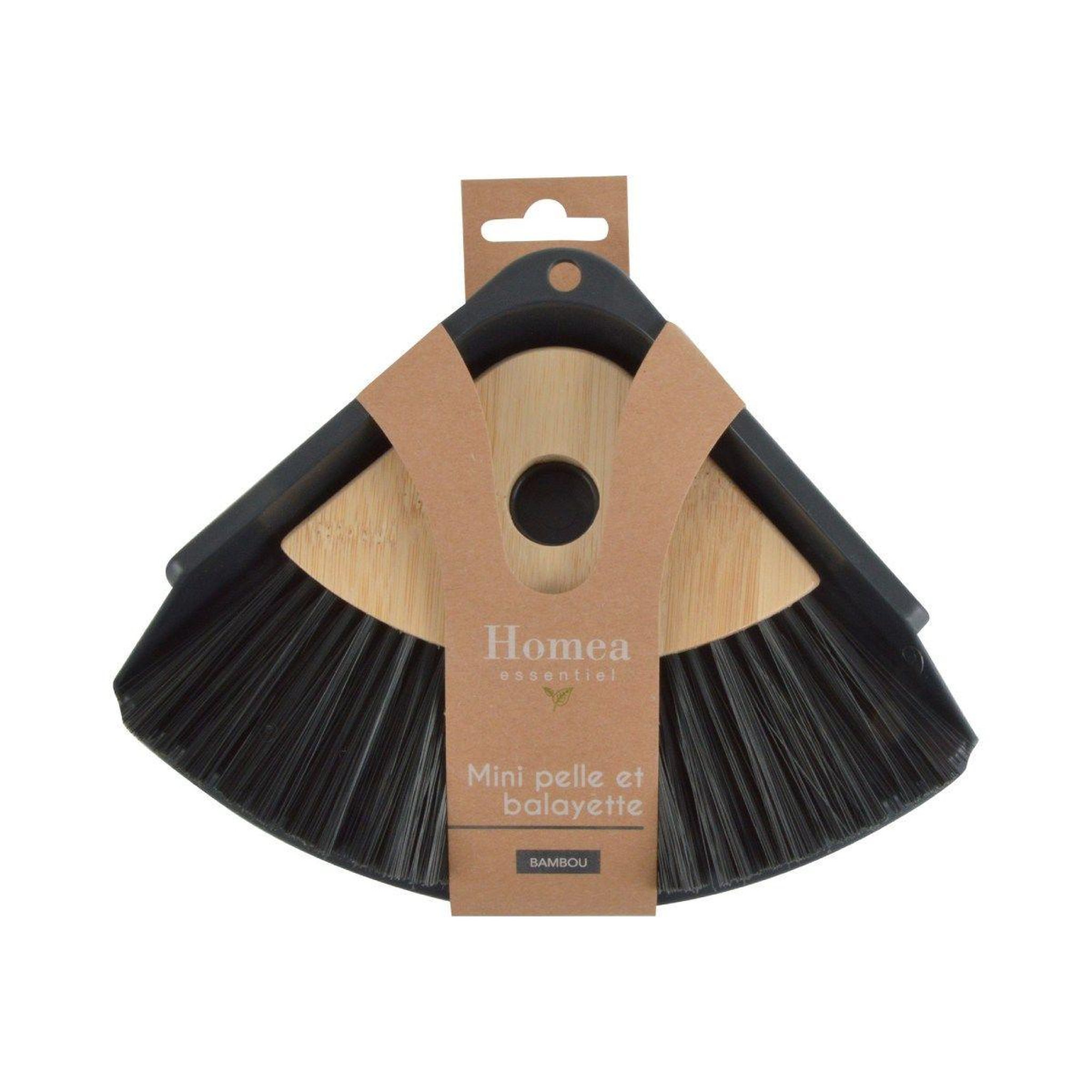 Voir la diapositive 2 : HOMEA Mini pelle & balayette  bambou  23cm noir