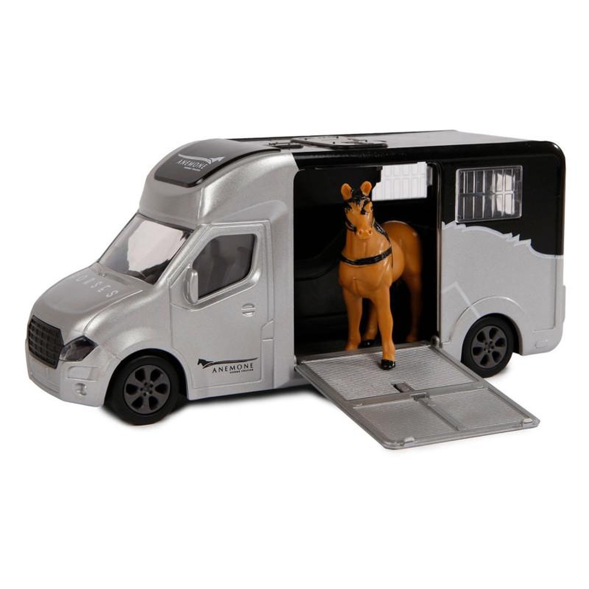 GLOB KIDS Kids Globe Die-cast Horse truck with Light and Sound Gray
