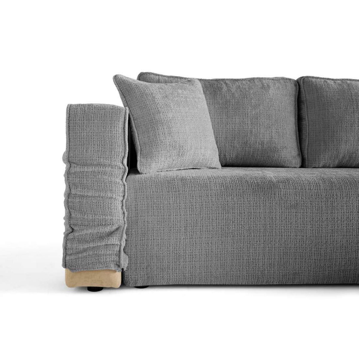 BEST MOBILIER Topaze - canapé d'angle déhoussable réversible 4 places en velours texturé