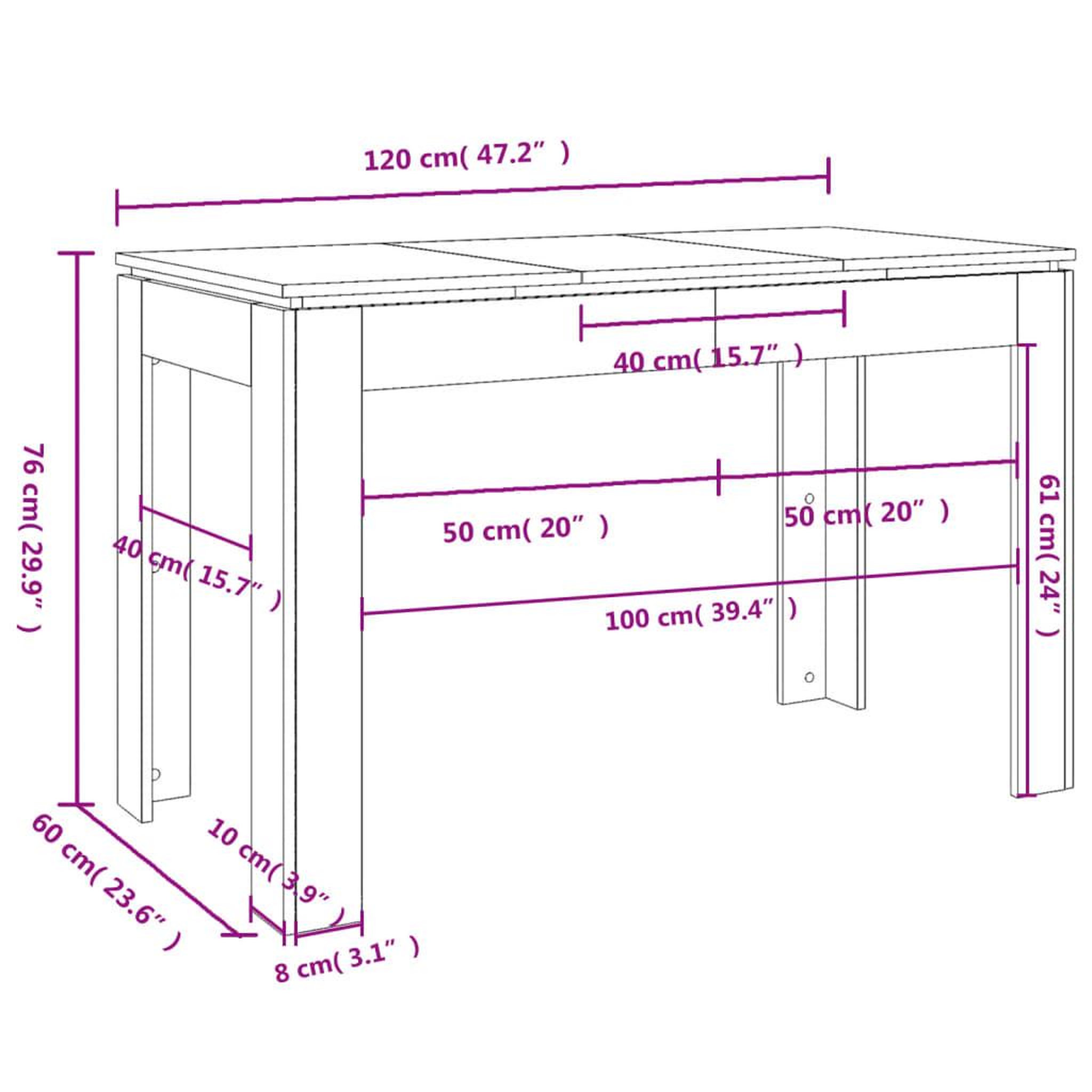 Voir la diapositive 6 : VIDAXL Table a manger Gris beton 120x60x76 cm Bois d'ingenierie