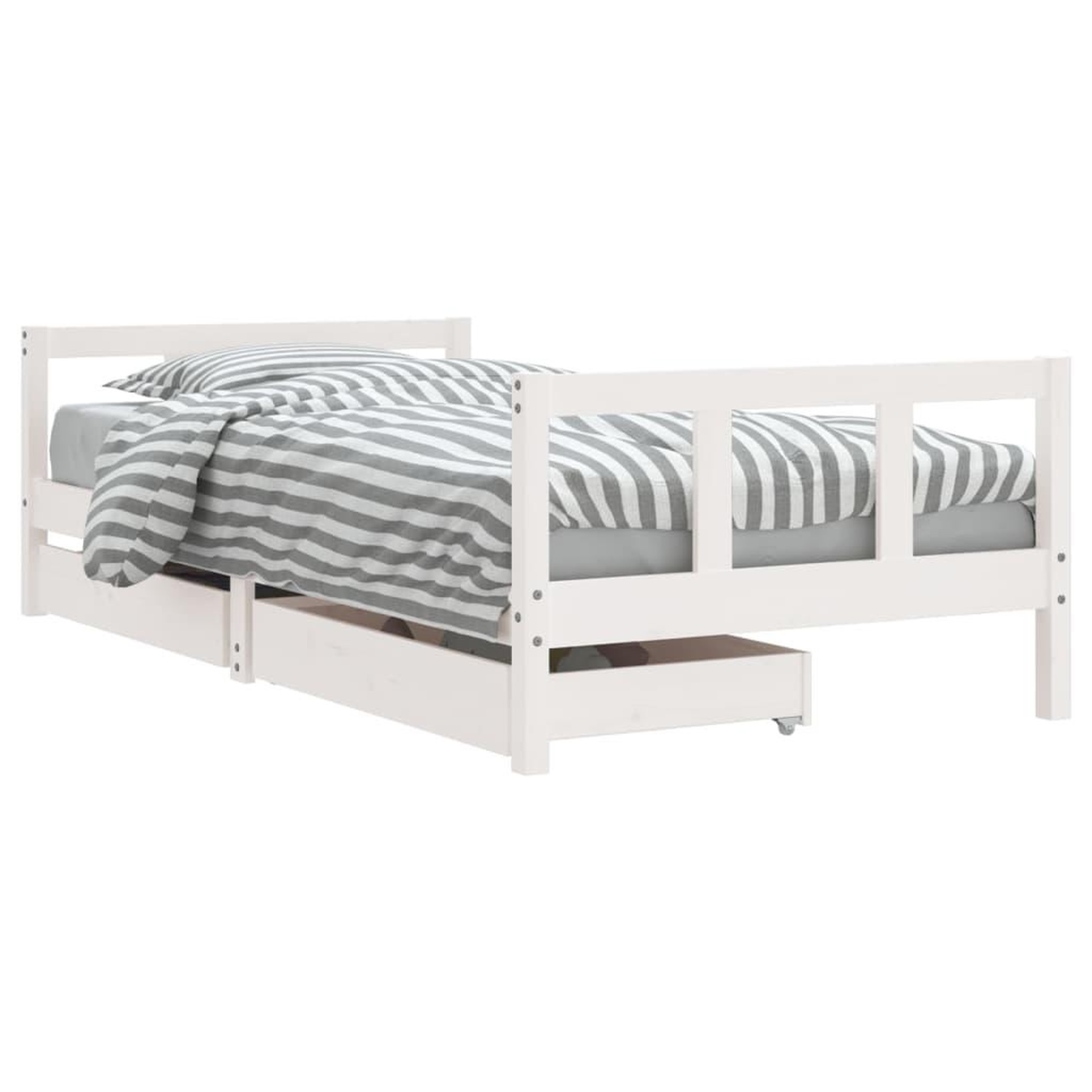 Voir la diapositive 2 : VIDAXL Cadre de lit d'enfants tiroirs blanc 90x190 cm bois pin massif