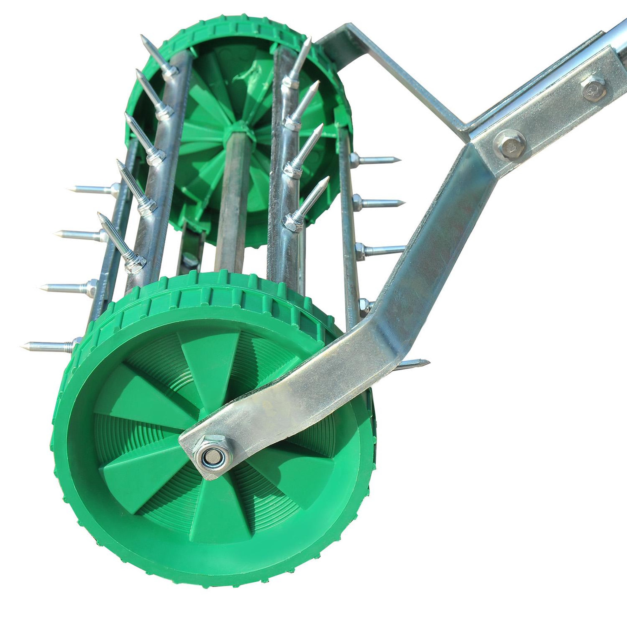 Voir la diapositive 5 : OUTSUNNY Rouleau aérateur pour pelouse avec manche télescopique 98l x 45l x 87h cm vert