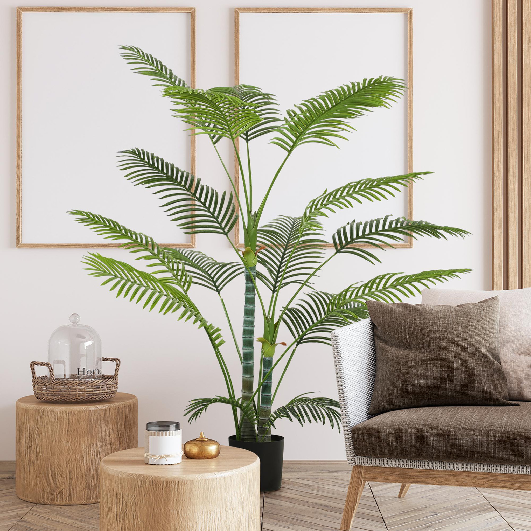 Voir la diapositive 5 : HOMCOM Palmier artificiel - plante artificielle H.175cm - 4 pieds 16 feuilles grand réalisme - pot inclus