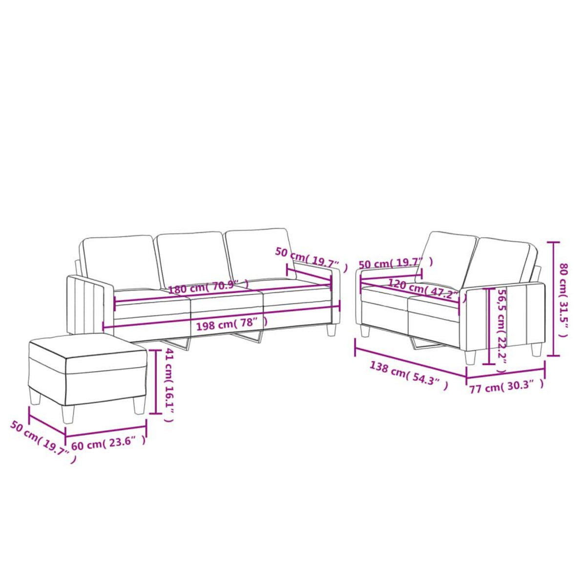 VIDAXL Ensemble de canapes 3 pcs avec coussins Creme Similicuir