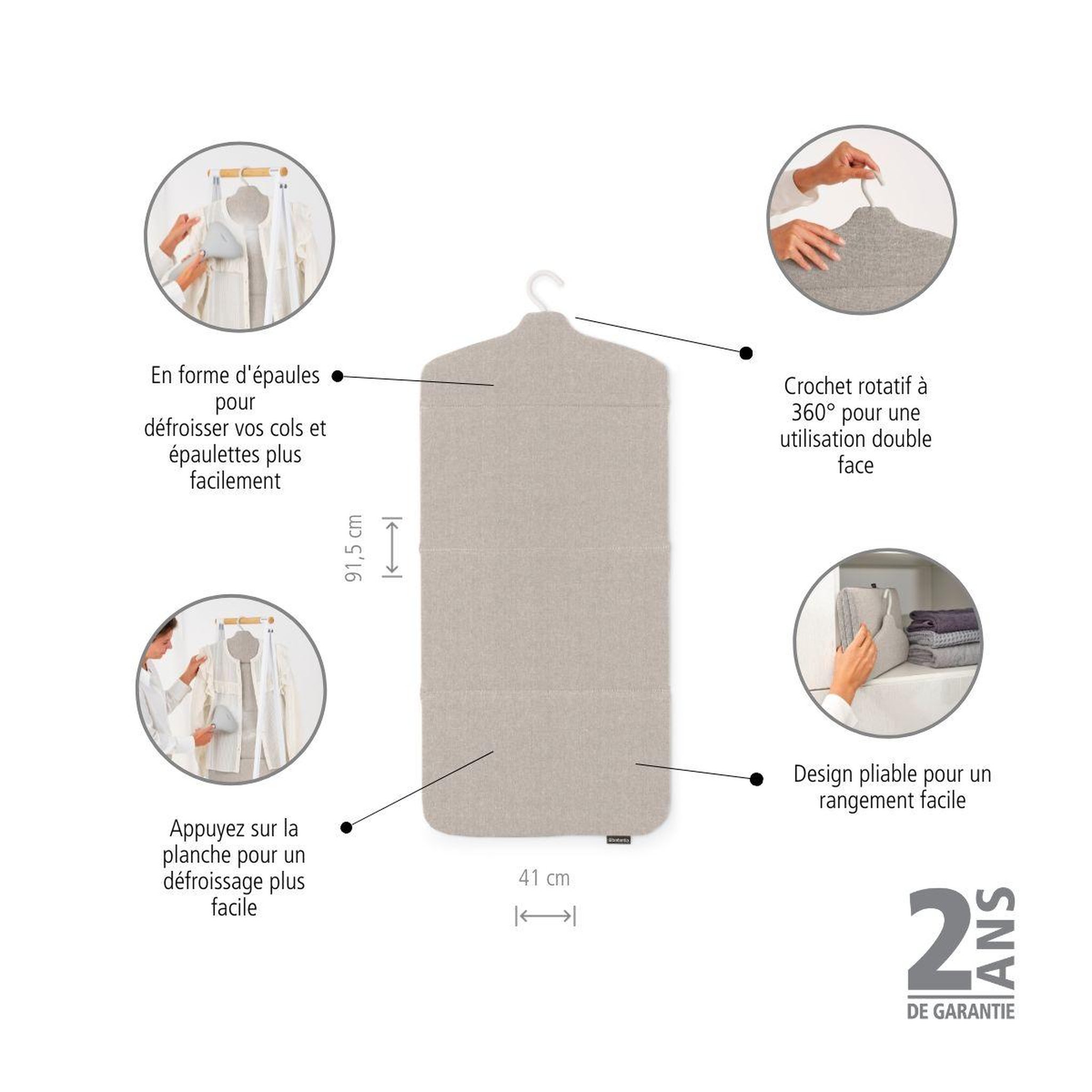 Voir la diapositive 3 : BRABANTIA Housse table à repasser planche défroisseur pliable grey