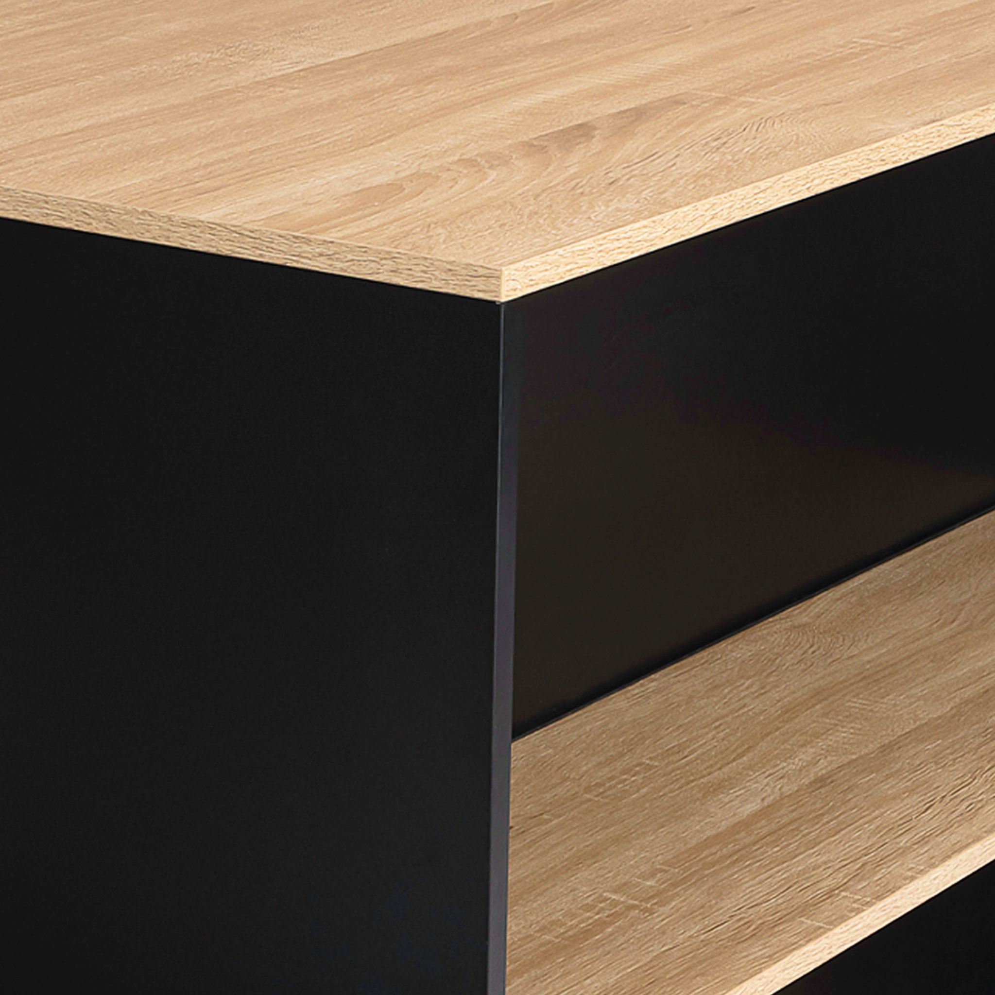 Voir la diapositive 6 : ID MARKET Table de bar îlot juno bois noir et plateau façon hêtre