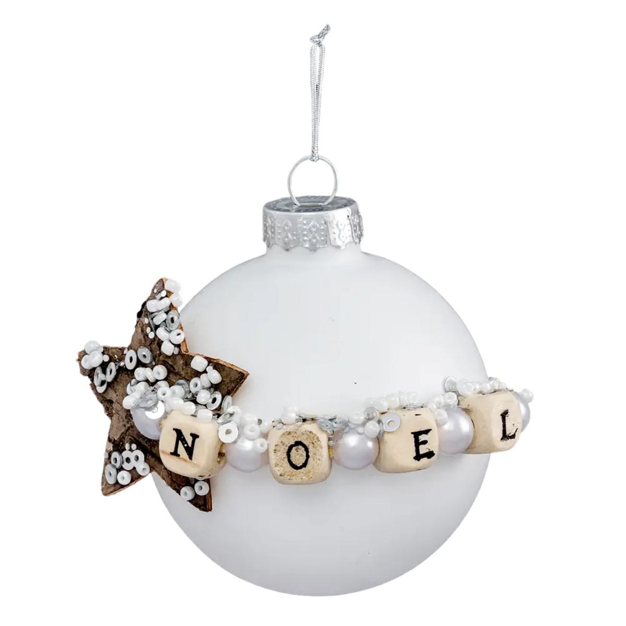 Voir la diapositive 1 : FEERIC LIGHT & CHRISTMAS Boule de noël en verre  hors piste  6cm blanc
