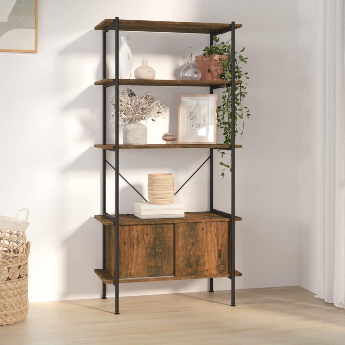 VIDAXL Etagere a 5 niveaux armoire 80x40x163cm Acier bois d'ingenierie