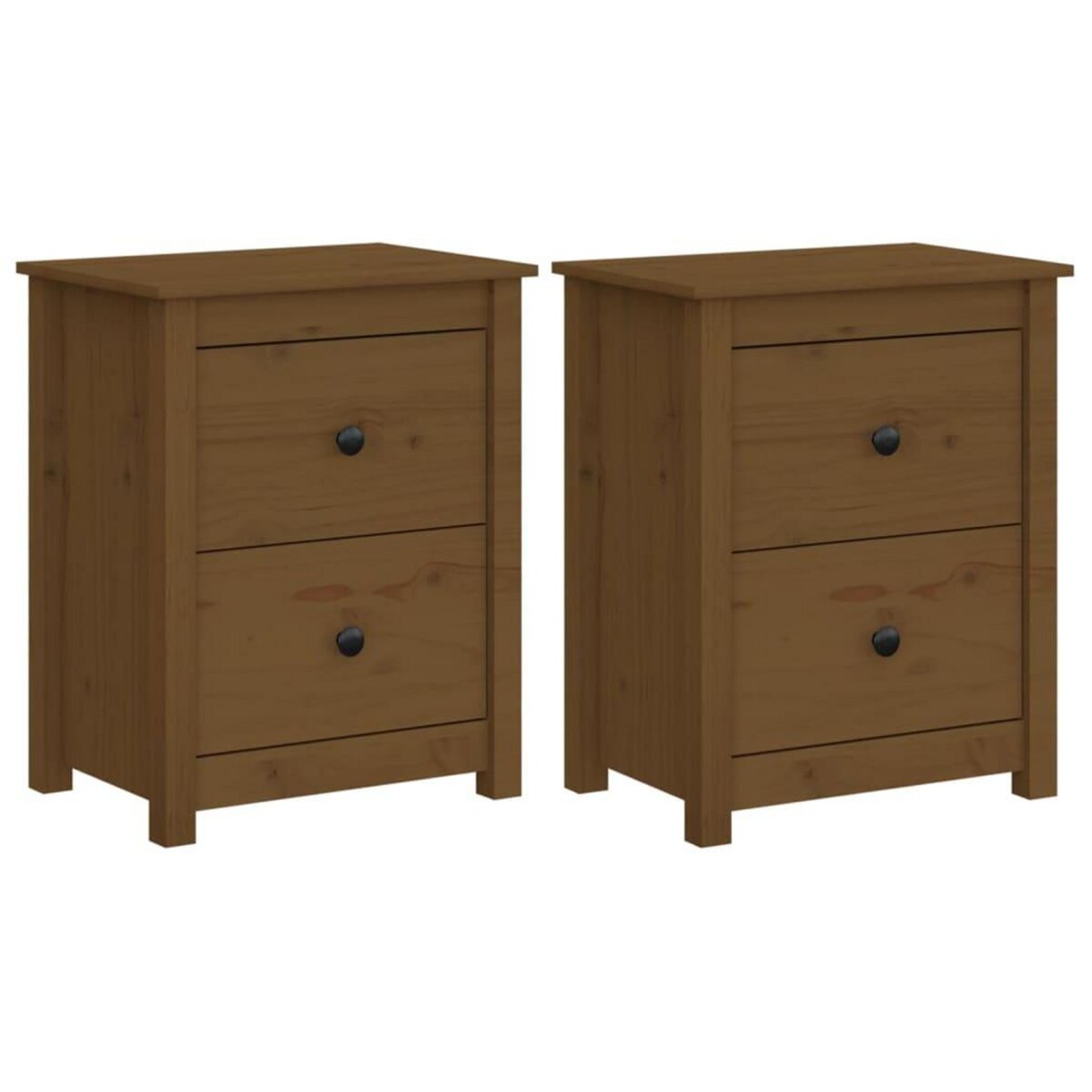 VIDAXL Tables de chevet 2pcs Marron miel 50x35x61,5 cm Bois pin massif