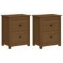 Voir la diapositive 2 : VIDAXL Tables de chevet 2pcs Marron miel 50x35x61,5 cm Bois pin massif
