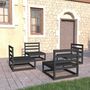 Voir la diapositive 1 : VIDAXL Salon de jardin 4 pcs noir bois de pin massif