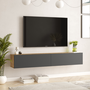 Voir la diapositive 4 : CONCEPT USINE Meuble TV suspendu anthracite et bois 180cm HYL