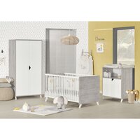 Chambre complète lit bébé 60x120 commode à langer et armoire 2 portes  laurie - blanc et bois