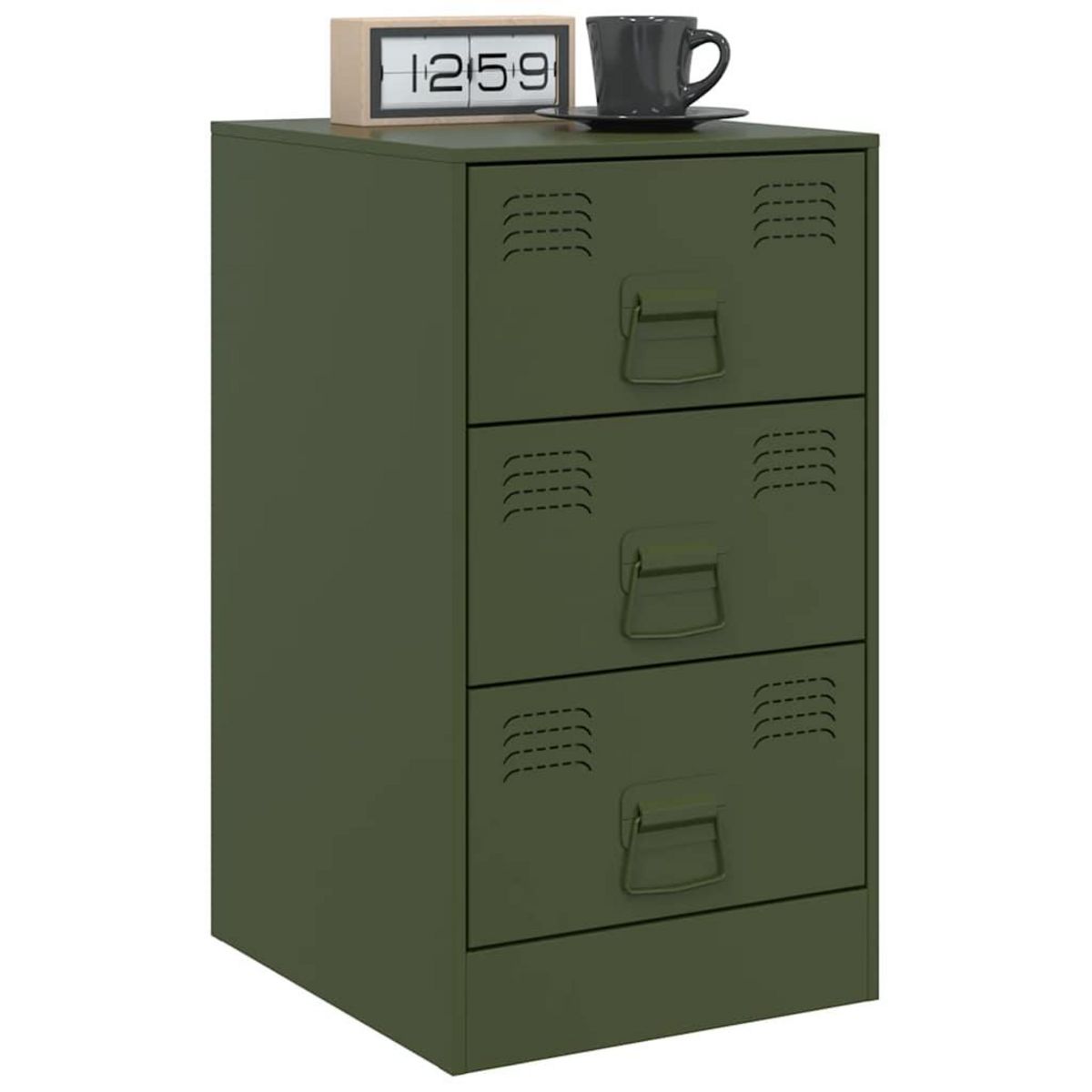 VIDAXL Tables de chevet 2 pcs vert olive 34,5x39x62 cm acier