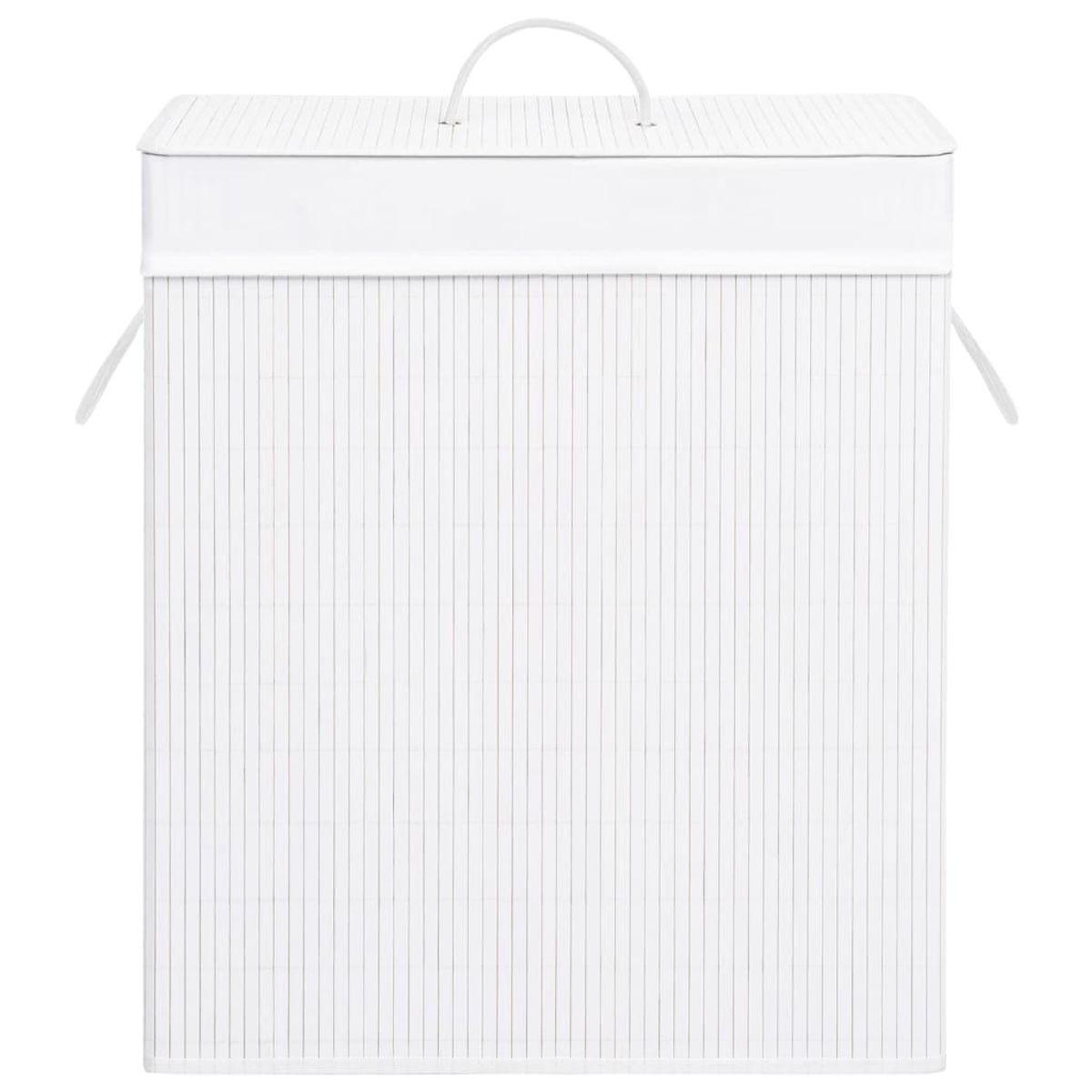 VIDAXL Panier a linge avec une seule section bambou blanc 83 L