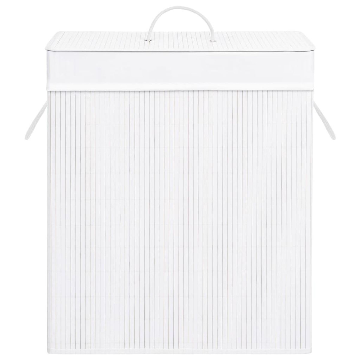 VIDAXL Panier a linge avec une seule section bambou blanc 83 L