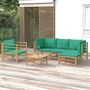 Voir la diapositive 1 : VIDAXL Salon de jardin 6 pcs avec coussins vert bambou