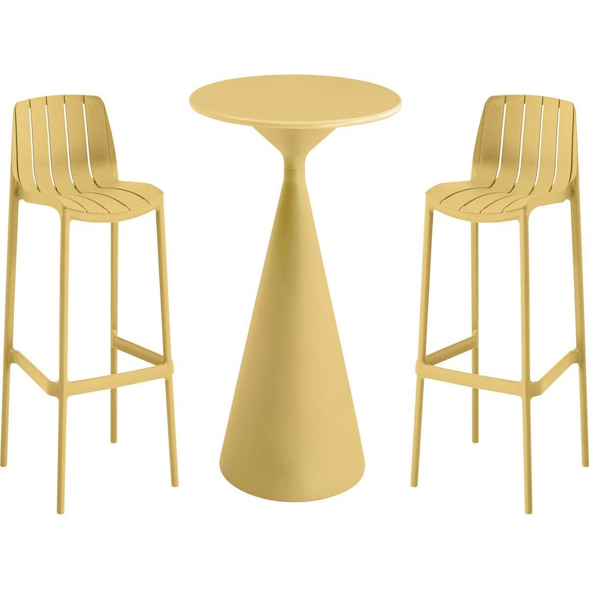 Habitat et Jardin Table et chaises hautes de bistrot empilables  vaena  - 2 places - jaune