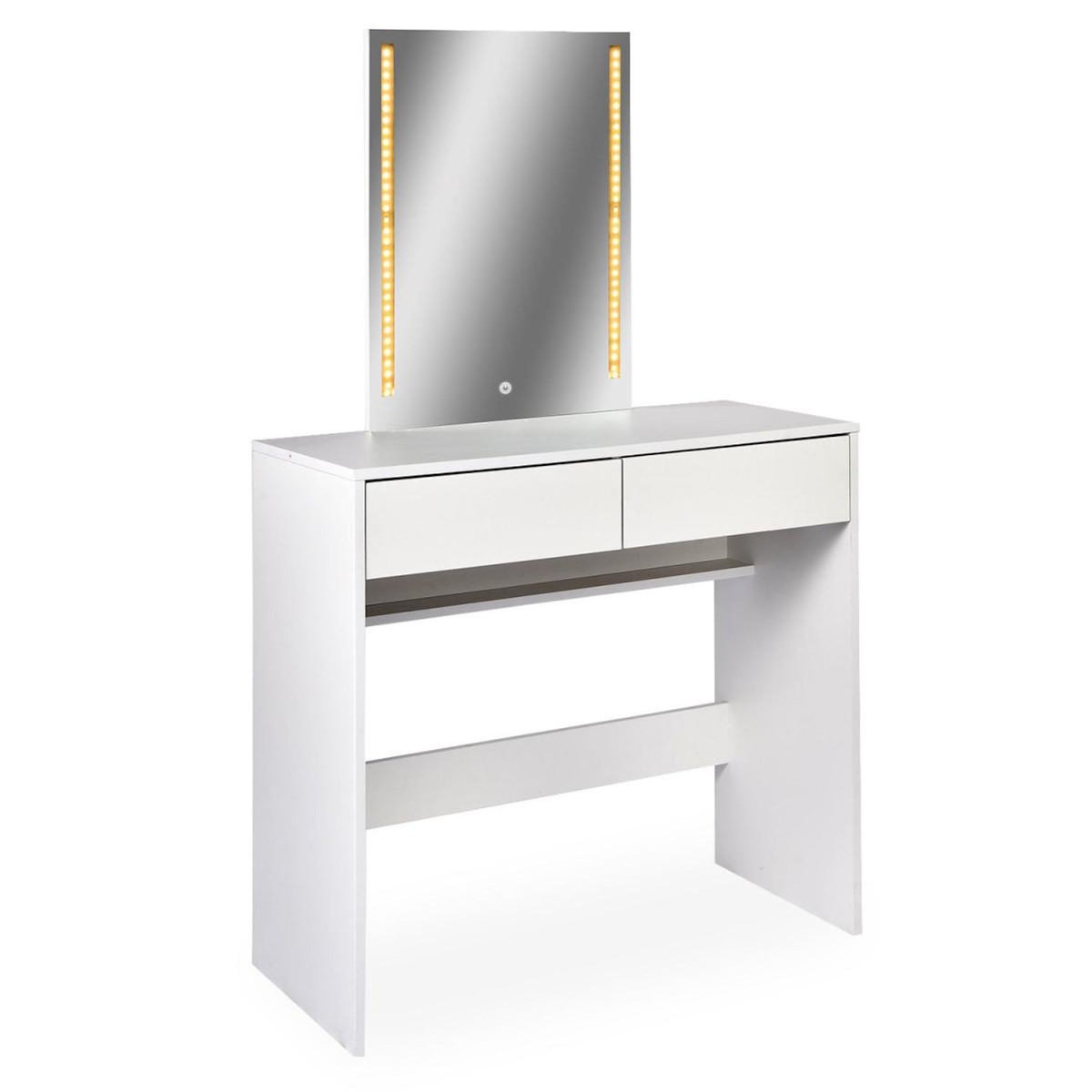 Paris Prix Coiffeuse 2 Tiroirs Avec Miroir LED  Talia  136cm Blanc