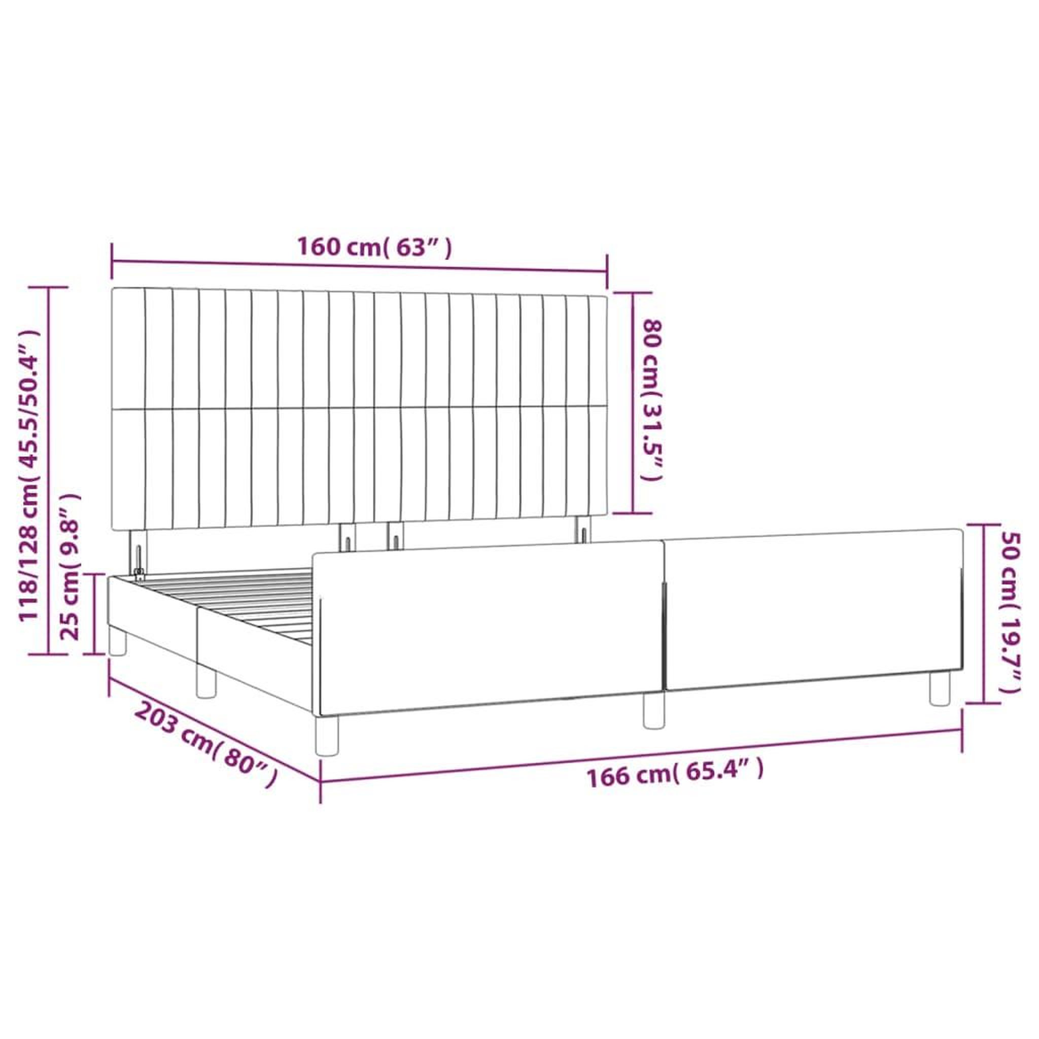 Voir la diapositive 6 : VIDAXL Cadre de lit sans matelas gris clair 160x200 cm velours