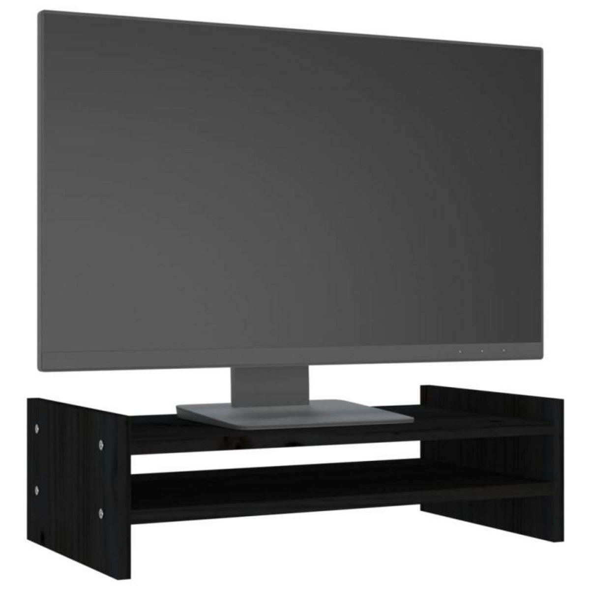 VIDAXL Support de moniteur Noir 50x27x15 cm Bois de pin solide