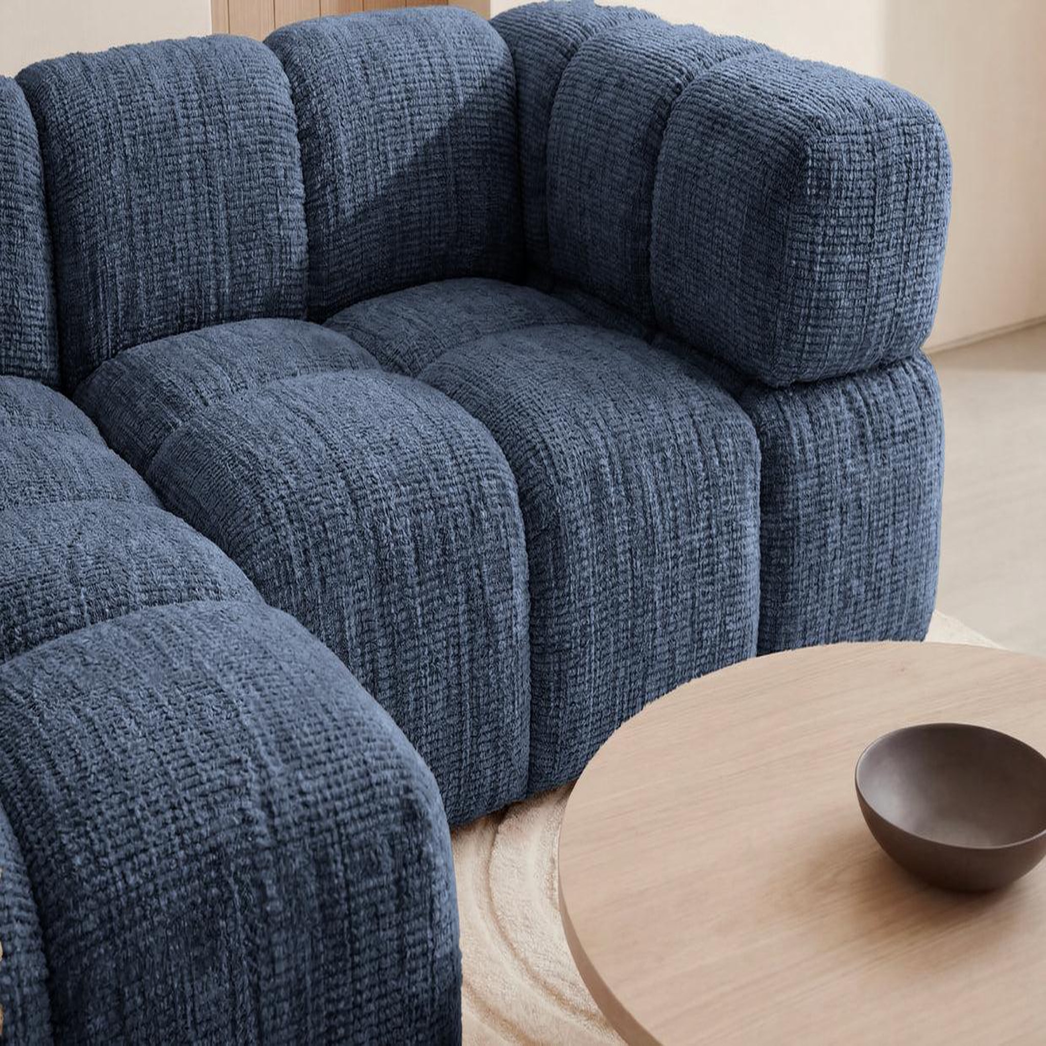 Voir la diapositive 4 : CASANOVA PARIS Gustave - canapé d'angle tissu chenille 4 places