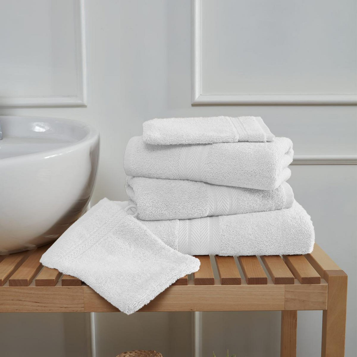 Sensei Maison Ensemble de bain 5 pièces (1 drap de bain + 2 serviettes de toilette + 2 gants) LUXURY