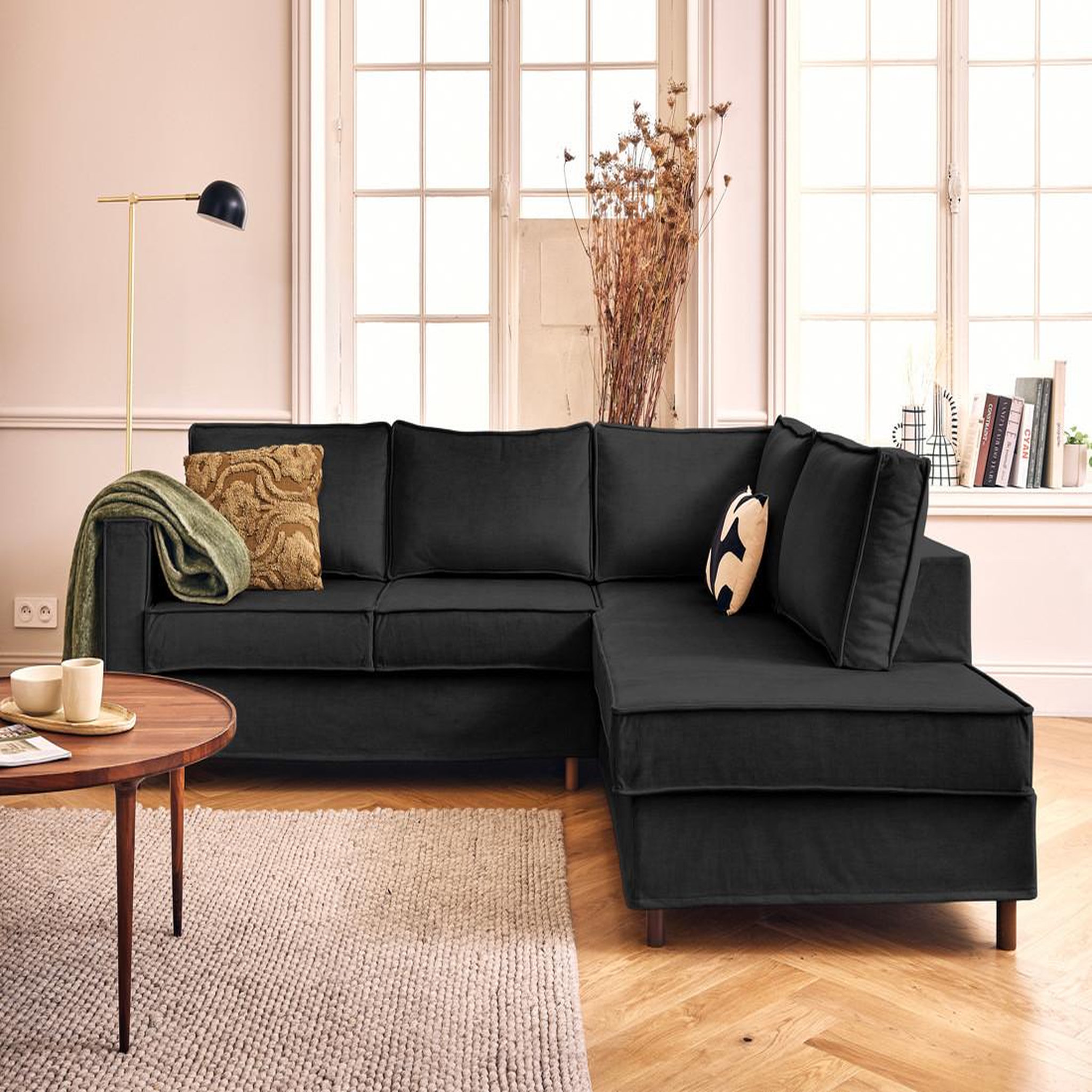 Voir la diapositive 1 : LISA DESIGN Jake - canapé déhoussable d'angle droit 5 places en velours