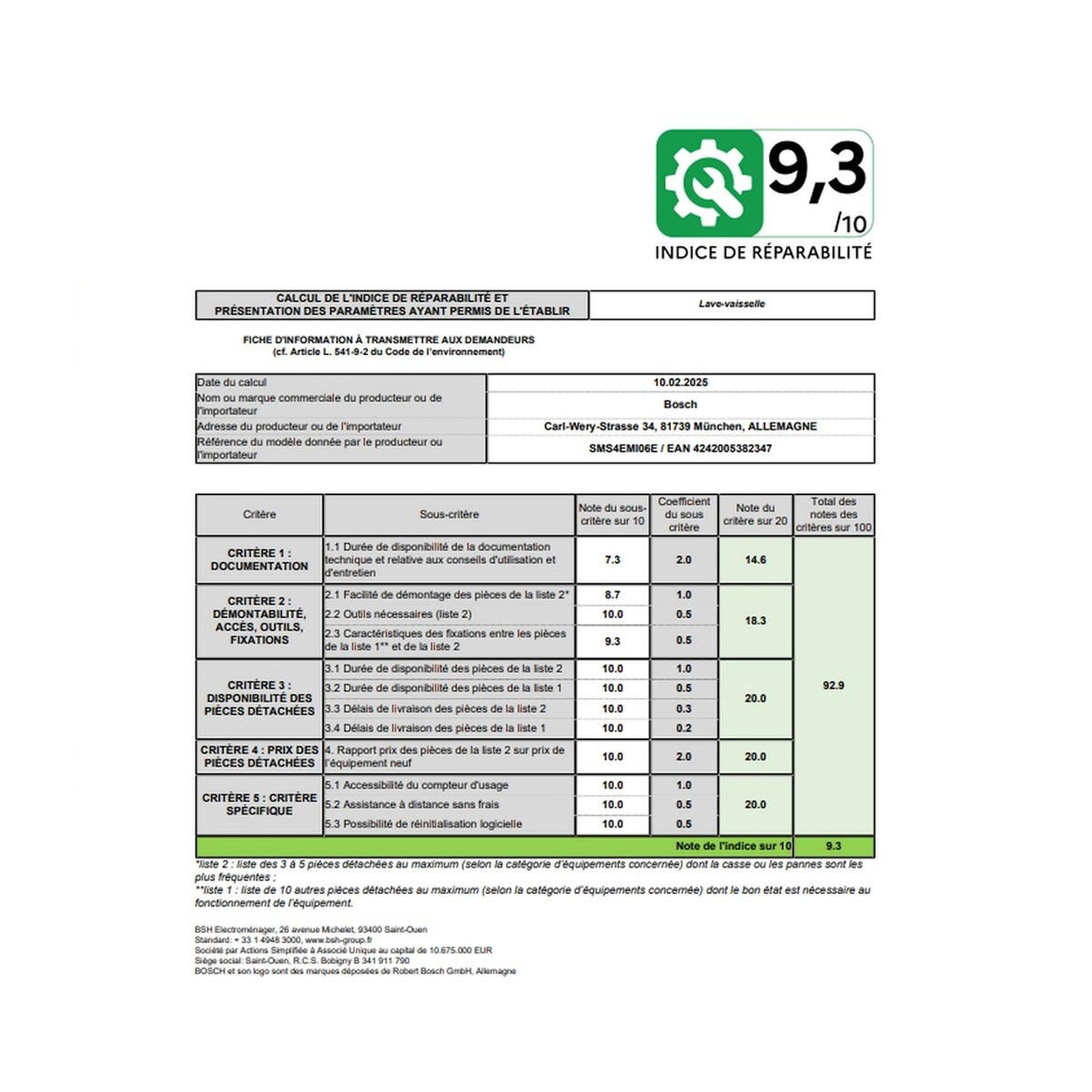 BOSCH Lave-vaisselle 60cm 14 couverts 42db - SMS4EMI06E